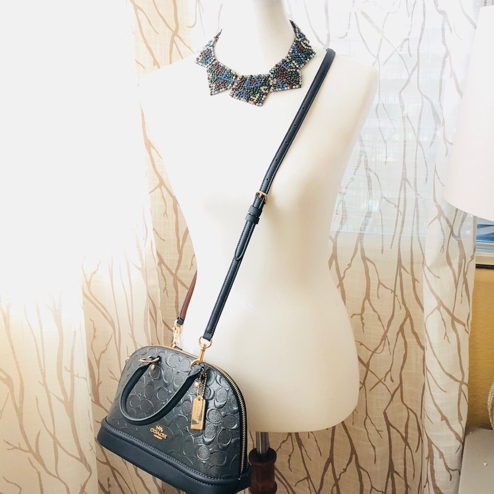 NWT Coach Mini Satchel Gray Embossed Crossbody